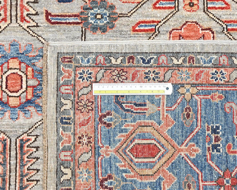 9x12 Gray Blue Aryana Afghan Hand Knotted Veg Dye Wool Area Rug